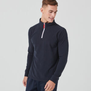 ? zip long sleeve fleece piped